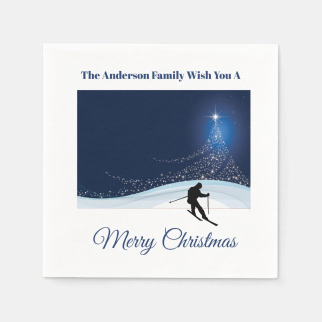 Servilleta De Papel Ski run winter snow Christmas holiday festivities (Anverso)