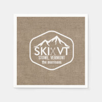 Ski Vermont Stowe Montaña de Nieve Rústica Burlap