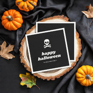 Servilleta De Papel Skull and Crossbone Happy Halloween Fiesta