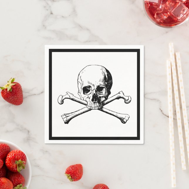 Servilleta De Papel Skull and Crossbone Jolly Roger Cocktail (In situ)
