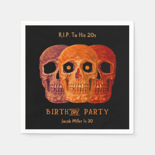 Servilleta De Papel Skull Funny Naranja Gothic Birthday Descansa en pa