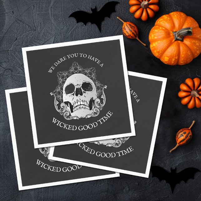 Servilleta De Papel Skull Gothic Halloween Party (Skull Gothic Halloween Party Napkins)