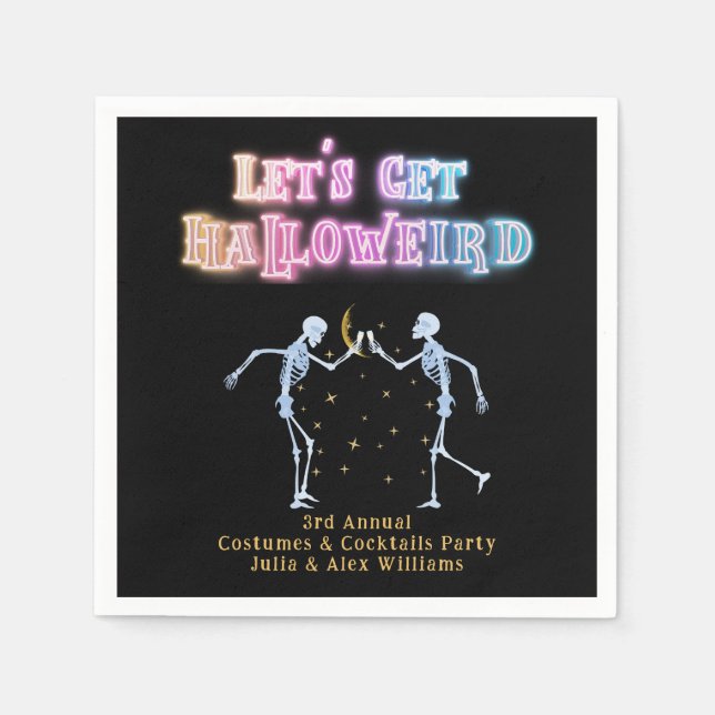 Servilleta De Papel Skull Neon Halloween Halloween Halloweird Bailando (Anverso)