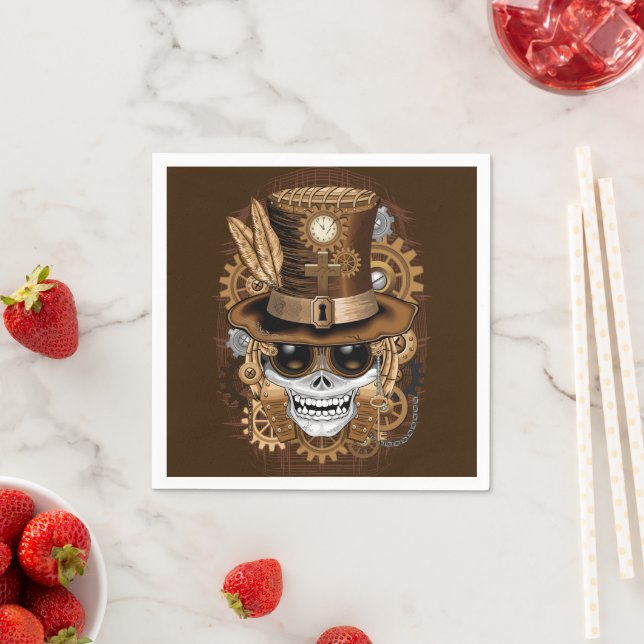 Servilleta De Papel Skull Steampunk Voodoo Retro Machine (In situ)