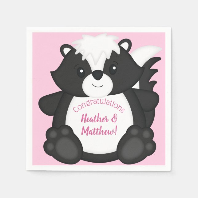 Servilleta De Papel Skunk Baby Shower Pink (Anverso)