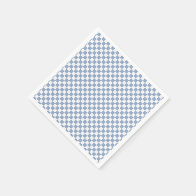 Servilleta De Papel Sky Blue Y White Gingham Checkered (Borde)