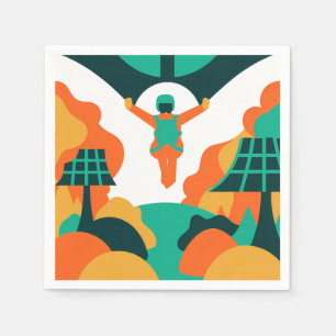 Servilleta De Papel Skydiver Descending Over Solar Powered Landscape