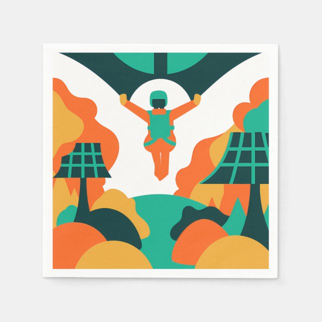 Servilleta De Papel Skydiver Descending Over Solar Powered Landscape (Anverso)