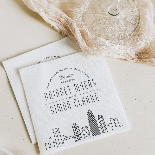 Servilleta De Papel Skyline Charlotte Deco | Napkins para eventos de B (Subido por el creador)