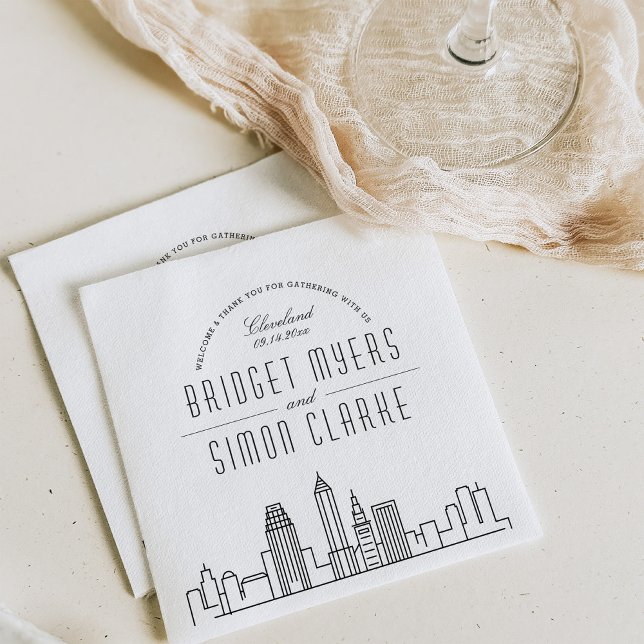 Servilleta De Papel Skyline Cleveland Deco | Napkins de eventos de bod (Subido por el creador)