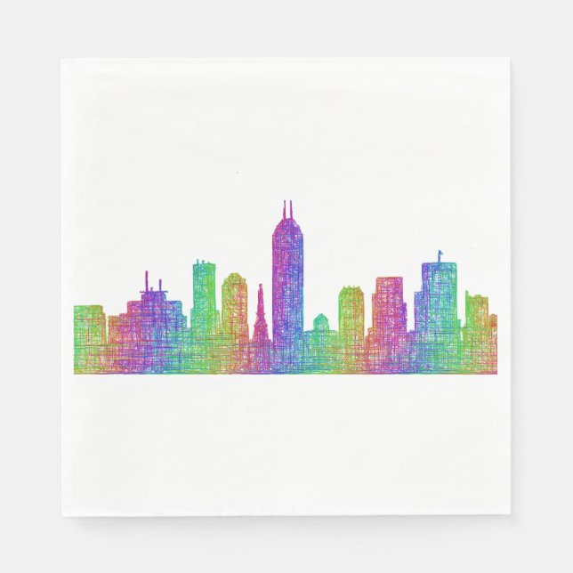 Servilleta De Papel Skyline de Indianapolis (Anverso)