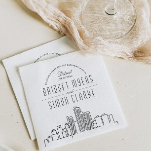 Servilleta De Papel Skyline Detroit Deco Napkins de eventos de boda