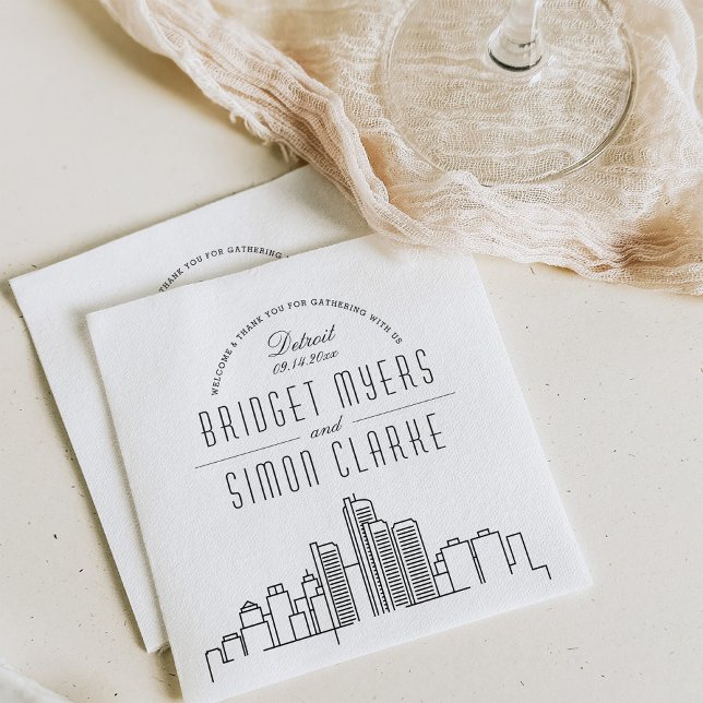 Servilleta De Papel Skyline Detroit Deco | Napkins de eventos de boda (Subido por el creador)