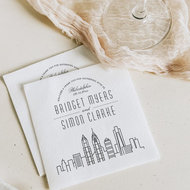 Servilleta De Papel Skyline Philadelphia Deco | Napkins para eventos d (Subido por el creador)