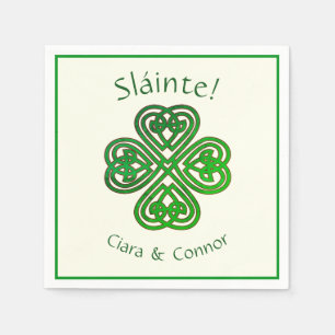Servilleta De Papel Sláinte Green Celtic Irlandés Shamrock Name