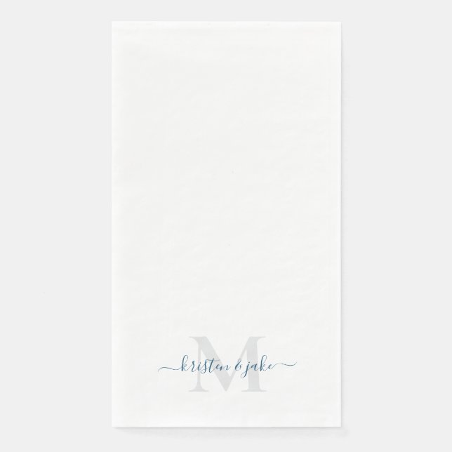 Servilleta De Papel Sleek and Simple Teal Monogram Swash (Anverso)
