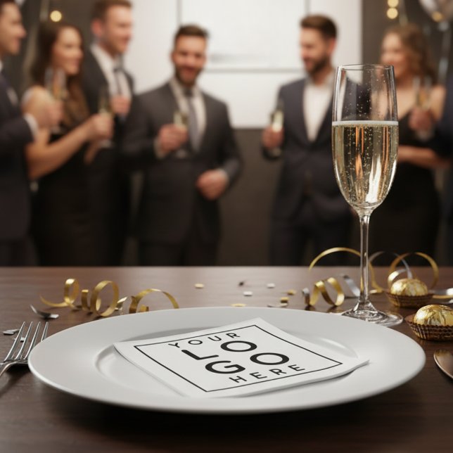 Servilleta De Papel Sleek Professional Black Square Corporate Logo (Sleek Professional Black Square Corporate Logo Napkins)