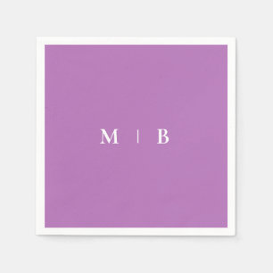 Servilleta De Papel Sleek Simple Orquídea & Monogramas Blancos