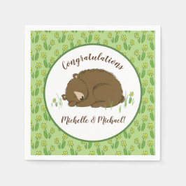 Servilleta De Papel Sleeping Bear Baby Shower Woodland