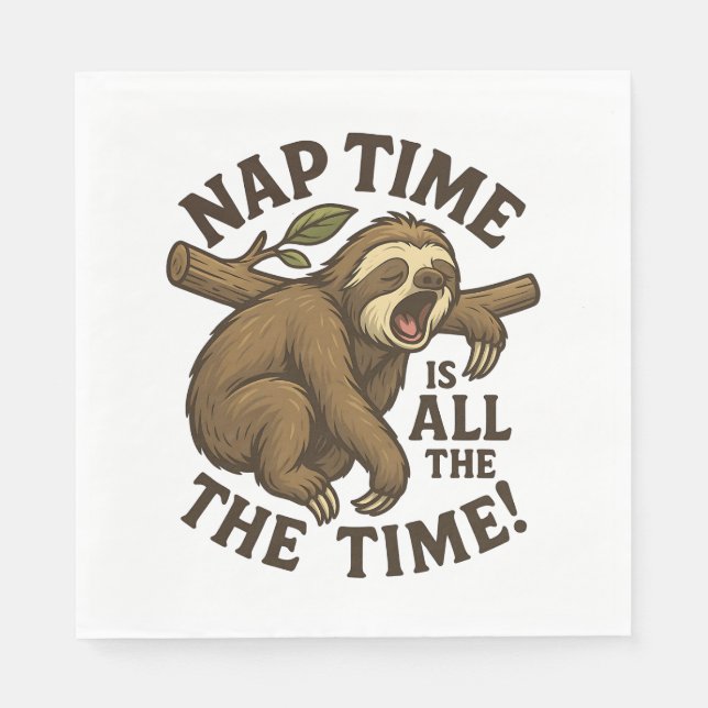 Servilleta De Papel Sleepy Sloth Funny (Anverso)