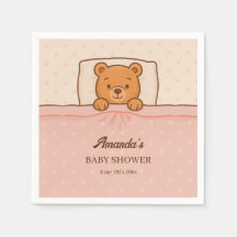 Sleepy Teddy Bear Light Baby Shower Rosa