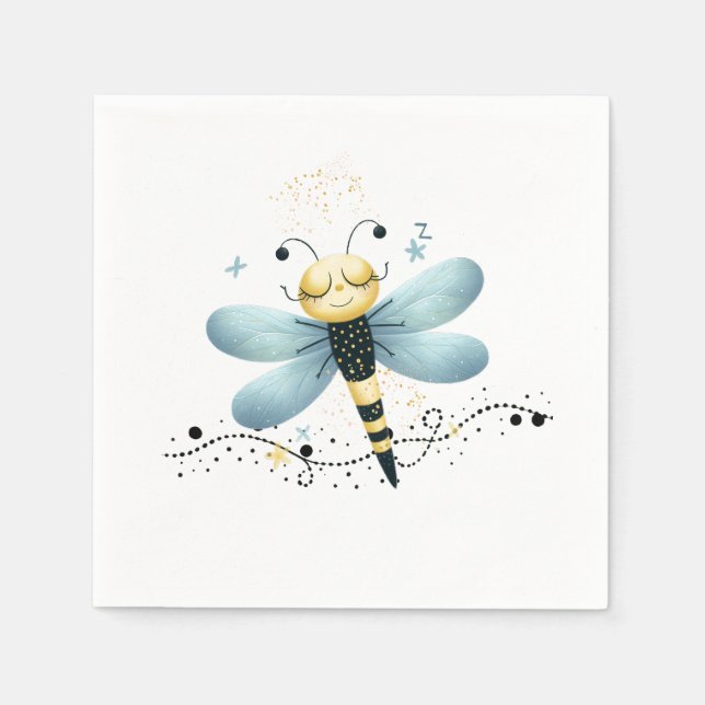 Servilleta De Papel Sleepy Whimsical Dragonfly (Anverso)