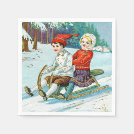 Servilleta De Papel Sleigh riding at Christmas time