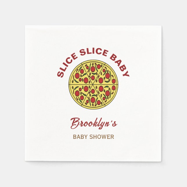 Servilleta De Papel Slice Slice Baby Shower género Neutral Fun Pizza (Anverso)