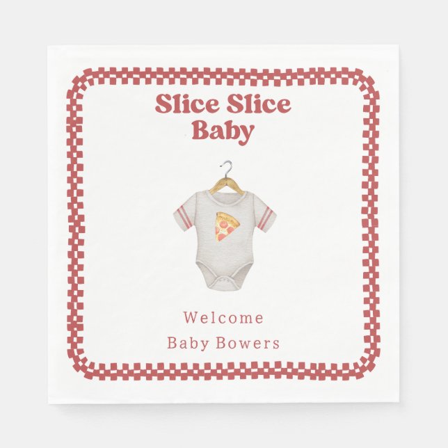Servilleta De Papel Slice Slice Baby Shower Pizza Neutral Bodysuit (Anverso)