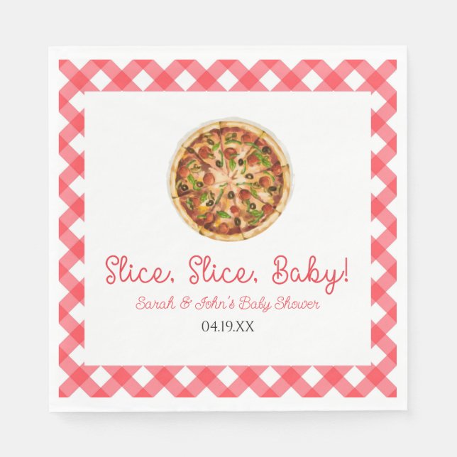 Servilleta De Papel ¡Slice, Slice, Bebé! Pizza Baby Shower (Anverso)