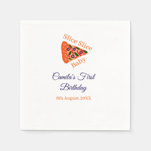 Servilleta De Papel Slice Slice pizza bebé azul 1 cumpleaños