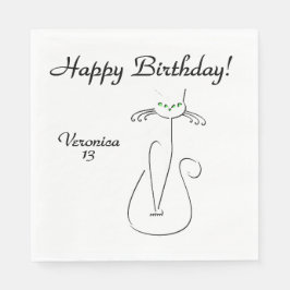 Servilleta De Papel Slinky Black Cat Personalizado Textos Ojos verdes