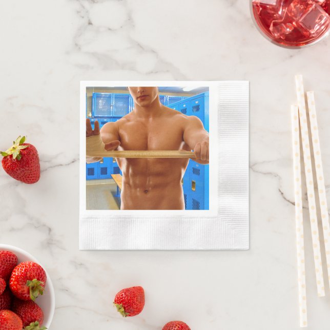 Servilleta De Papel SlipperyJoe hombre muscular abs vestuario de baldo (In situ)