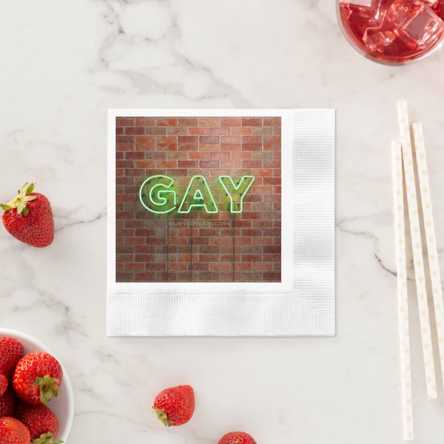 Servilleta De Papel SlipperyJoe signo de neón gay brillante vivo (In situ)