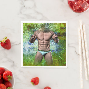 Servilleta De Papel SlipperyJoe's blanco muscular hombre sexy speedo n