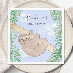 Servilleta De Papel Sloth Boy Blue Baby Shower