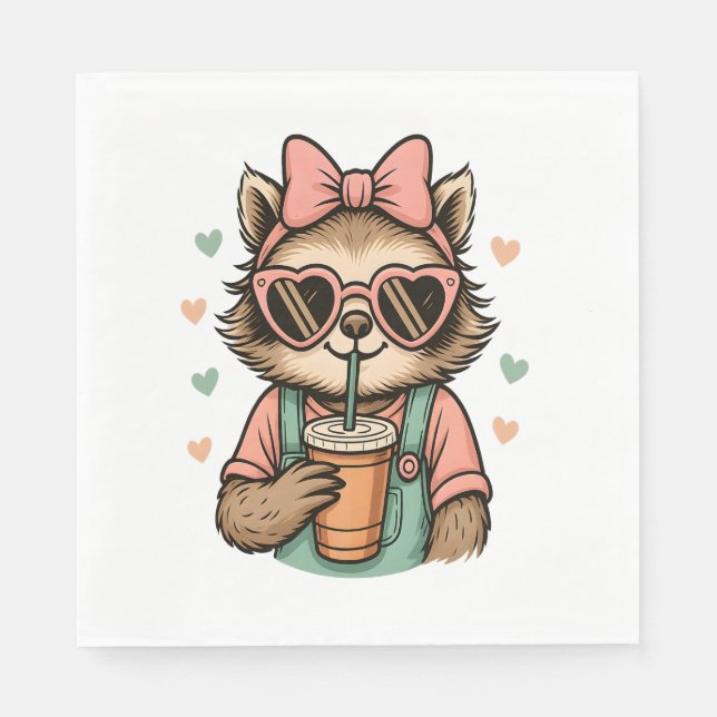 Servilleta De Papel Sloth Chica Coffee Lover (Anverso)