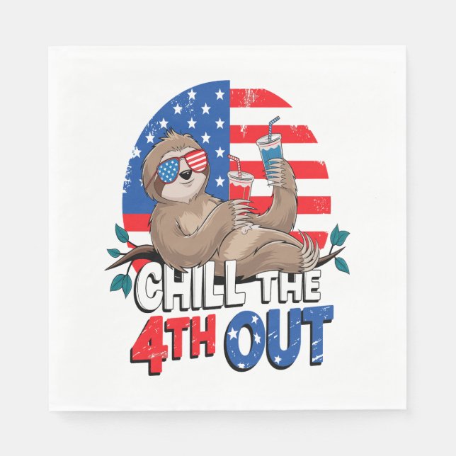 Servilleta De Papel Sloth Chill the 4out Patriotic USA (Anverso)
