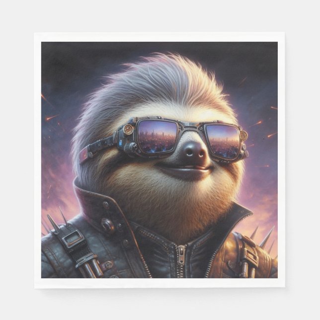 Servilleta De Papel Sloth Cyberpunk (Anverso)