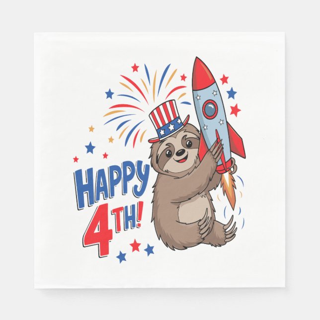 Servilleta De Papel Sloth Happy 4Rocket Fireworks Estados Unidos (Anverso)