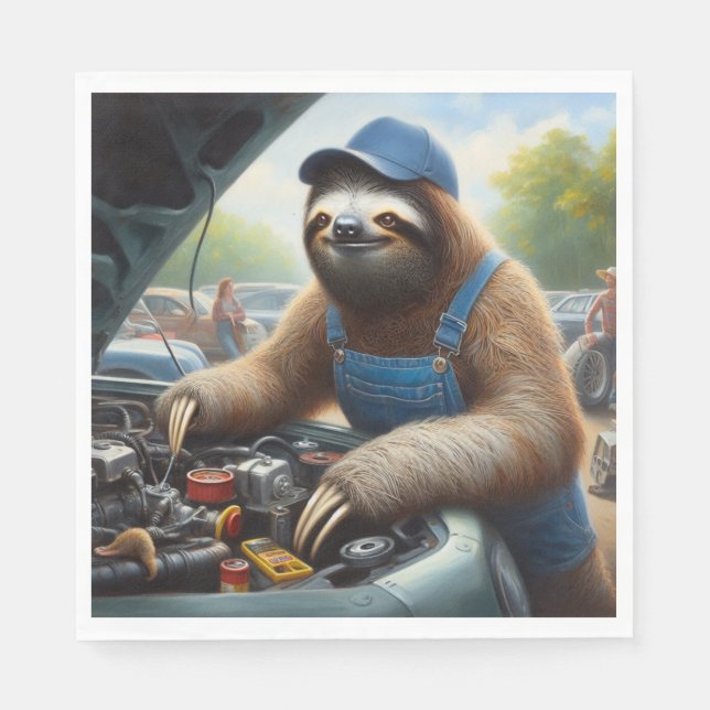 Servilleta De Papel Sloth Mechanic (Anverso)
