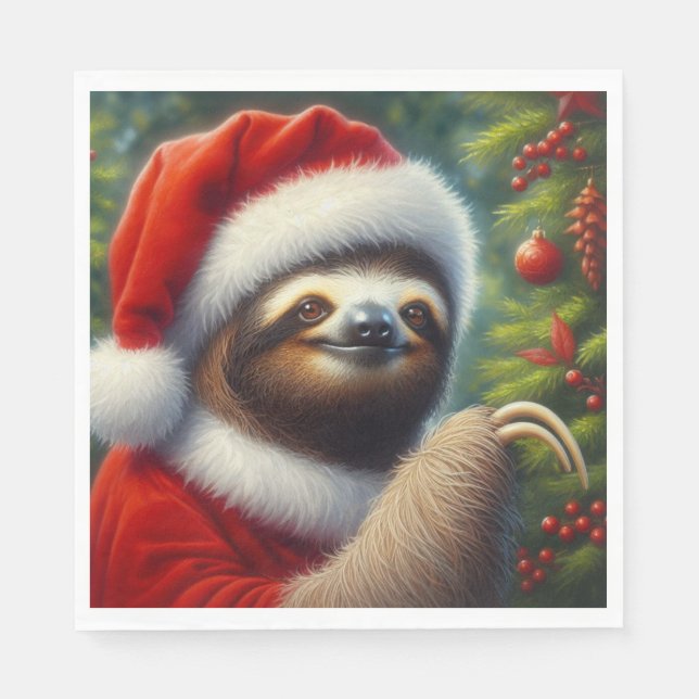 Servilleta De Papel Sloth Santa Claus (Anverso)