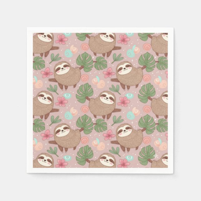 Servilleta De Papel Sloth Tropical Dream (Anverso)