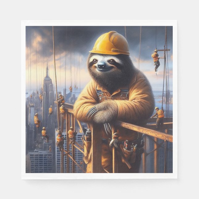 Servilleta De Papel Sloth Working the High Steel (Anverso)