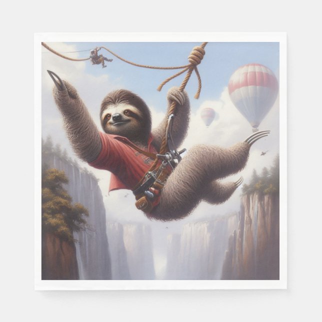 Servilleta De Papel Sloth Ziplining (Anverso)