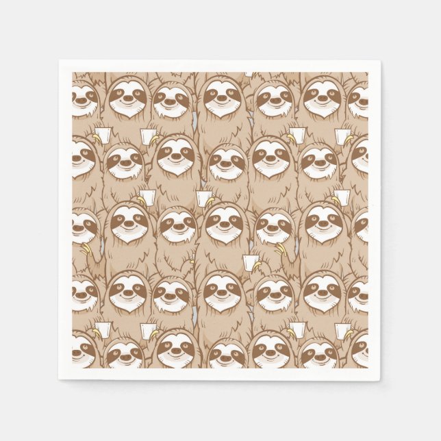Servilleta De Papel Sloths & Coffee Pattern (Anverso)