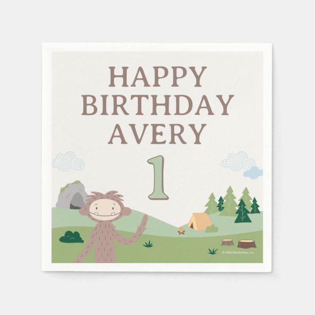 Servilleta De Papel Slumberkins Cumpleaños de Bigfoot (Anverso)