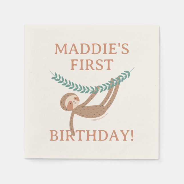 Servilleta De Papel Slumberkins Sloth Birthday (Anverso)
