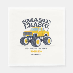 Servilleta De Papel Smash Crash - Cumpleaños del Camión Monstruo Amari