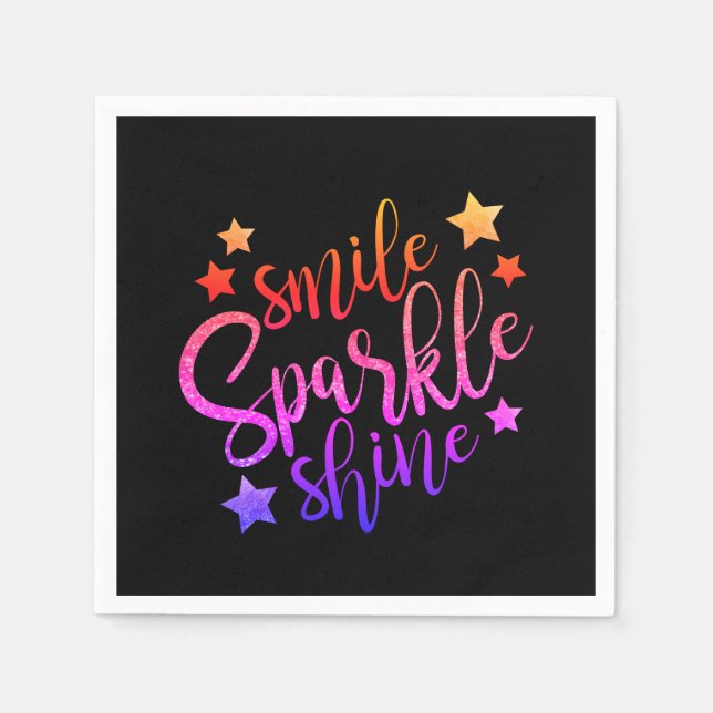 Servilleta De Papel Smile Sparkle Shine Black Multi-Colour (Anverso)